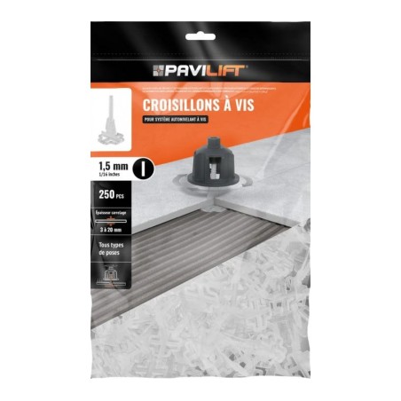 SACHET DE 250 CROISILLONS AUTONIVLANTS A VIS - 1,5mm