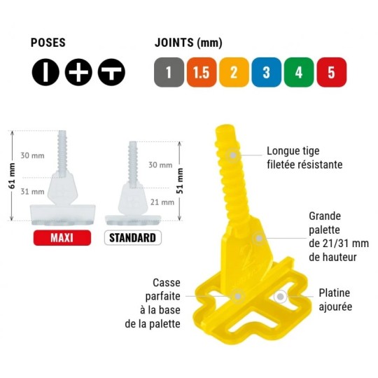 SACHET DE 250 CROISILLONS AUTONIVLANTS A VIS - 1,5mm