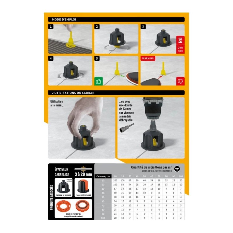 SACHET DE 250 CROISILLONS AUTONIVLANTS A VIS - 1,5mm